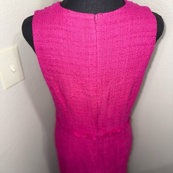 J. Crew‎ Fringe Trim Fuchsia Cotton Tweed Sheath Dress- Size 10 - Picture 8 of 10